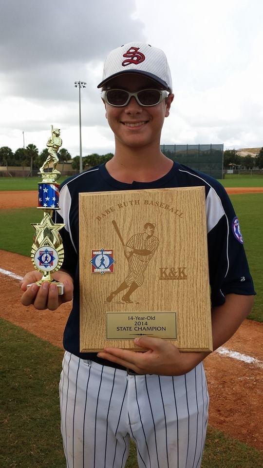 Steven with baseball trophy